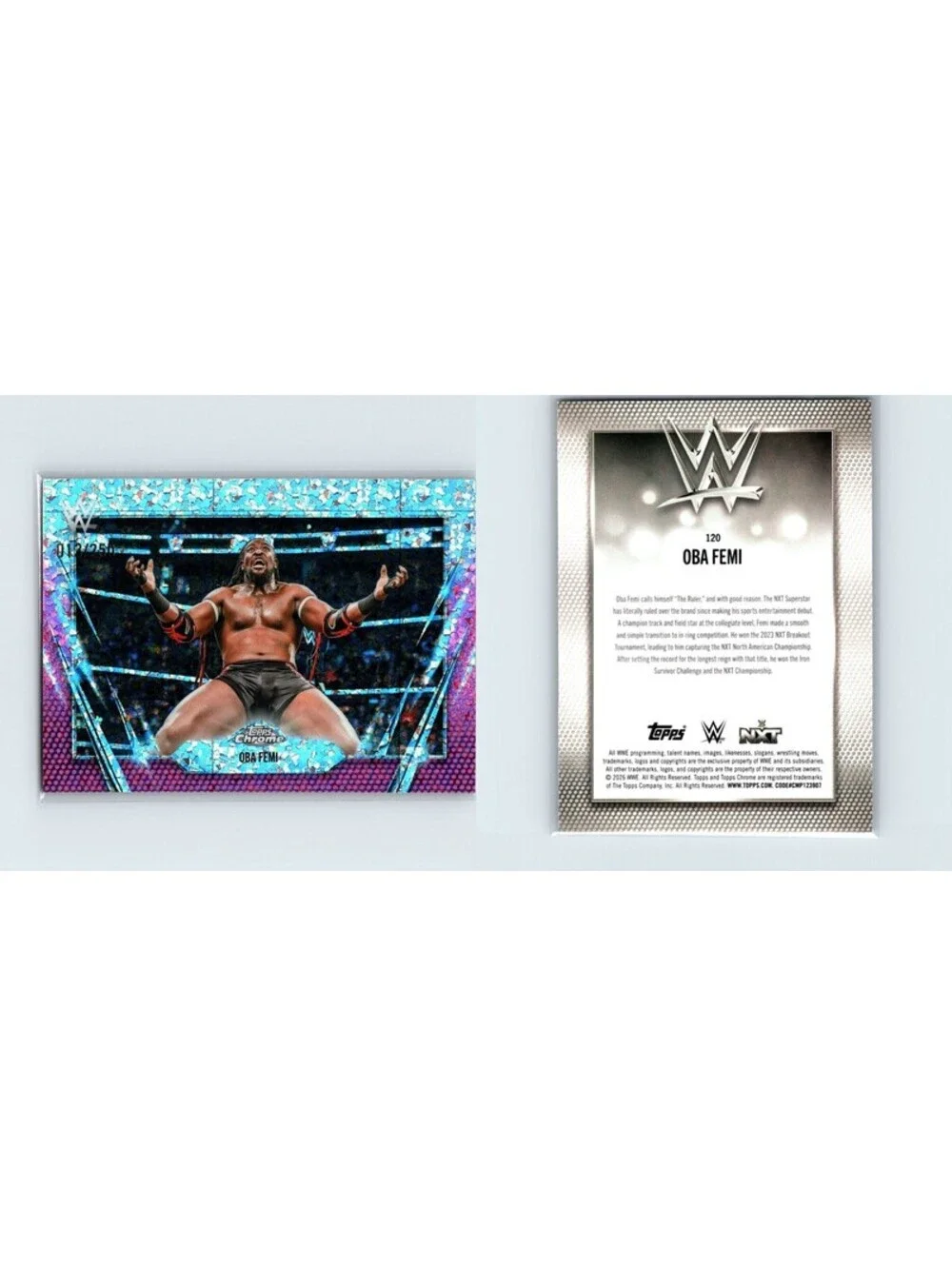 2026 Topps Chrome WWE Oba Femi #120 Pink Mini Diamonds Refractor #/250 NXT